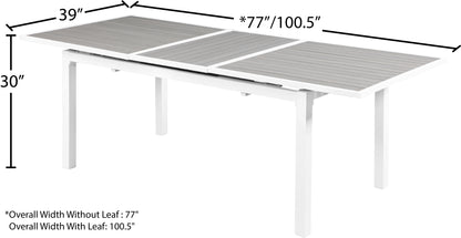 Alyssa Grey Wood Look Accent Paneling Outdoor Patio Extendable Aluminum Dining Table T
