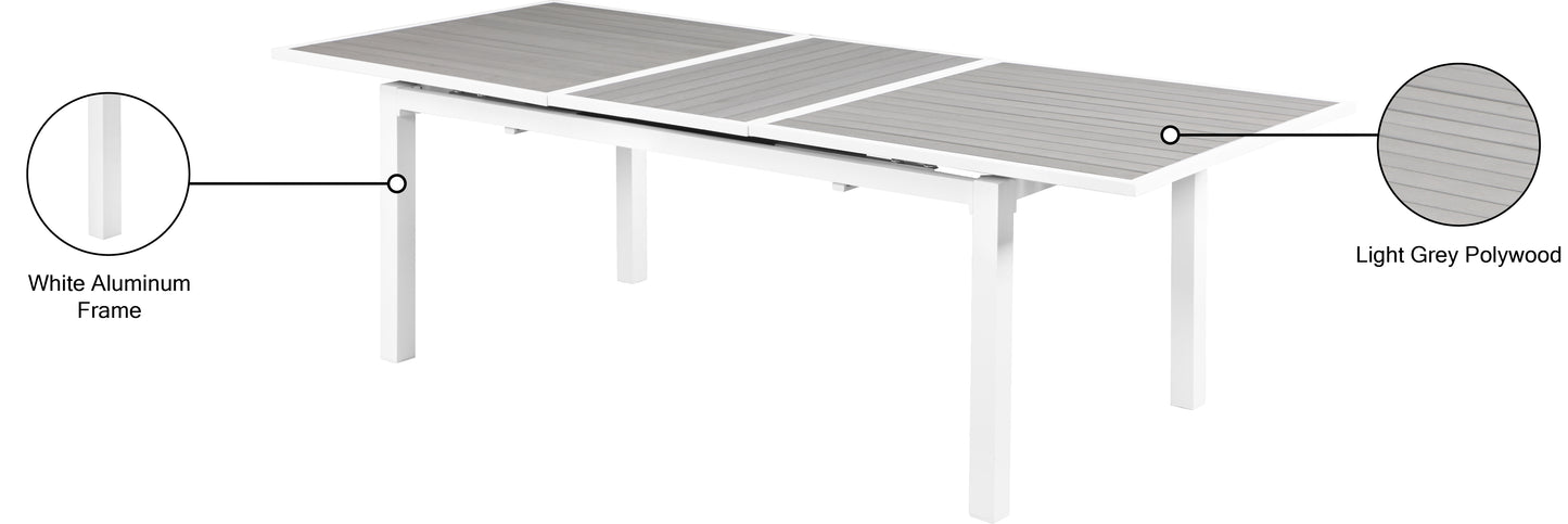 alyssa grey wood look accent paneling outdoor patio extendable aluminum dining table t