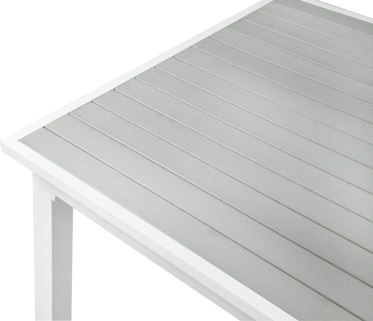 alyssa grey wood look accent paneling outdoor patio extendable aluminum dining table t