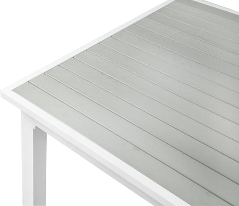 Alyssa Grey Wood Look Accent Paneling Outdoor Patio Extendable Aluminum Dining Table T