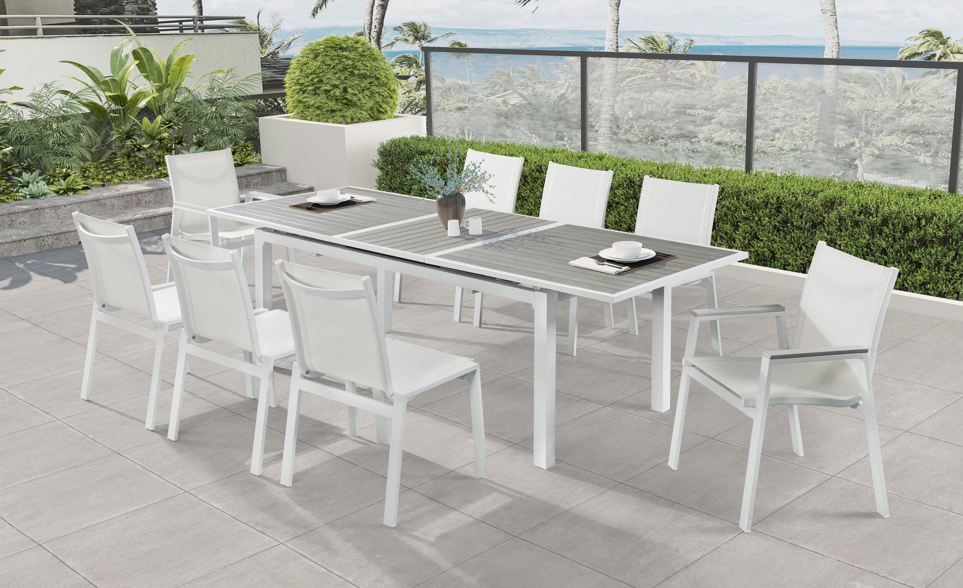Outdoor Patio Extendable Aluminum Dining Table