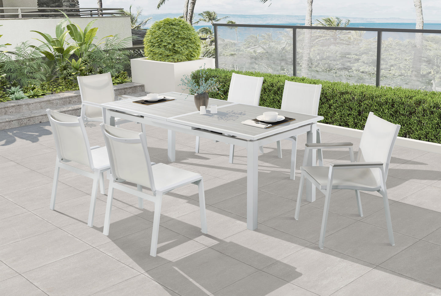 outdoor patio extendable aluminum dining table