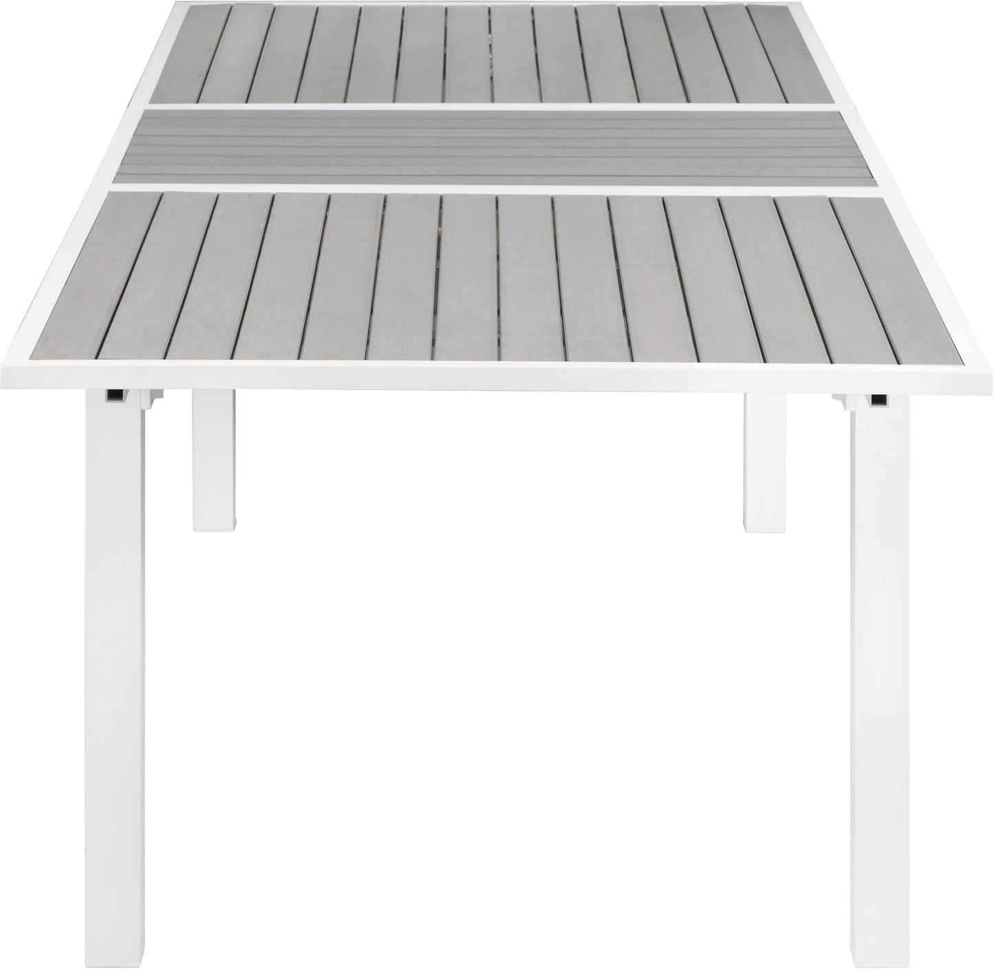 alyssa grey wood look accent paneling outdoor patio extendable aluminum dining table t