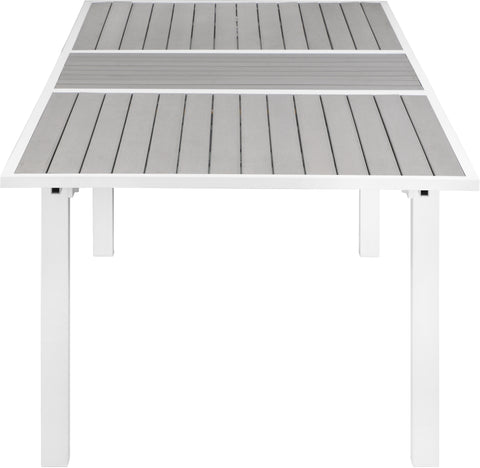 Alyssa Grey Wood Look Accent Paneling Outdoor Patio Extendable Aluminum Dining Table T