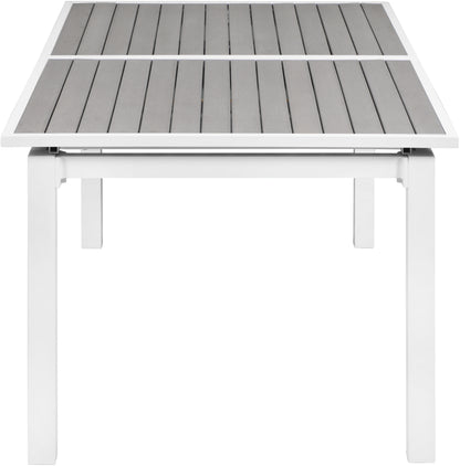 Alyssa Grey Wood Look Accent Paneling Outdoor Patio Extendable Aluminum Dining Table T