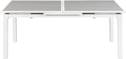 Alyssa Grey Wood Look Accent Paneling Outdoor Patio Extendable Aluminum Dining Table T