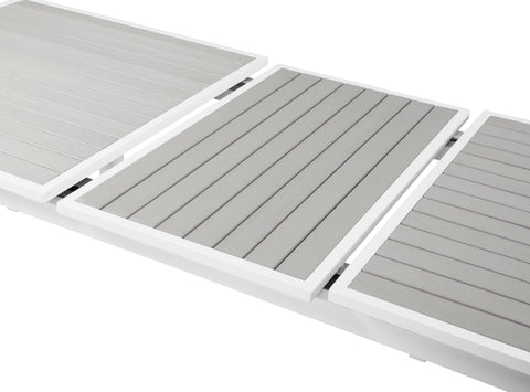 Alyssa Grey Wood Look Accent Paneling Outdoor Patio Extendable Aluminum Dining Table T