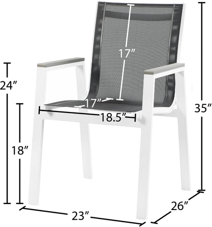 Alyssa Black Mesh Water Resistant Fabric Outdoor Patio Aluminum Mesh Dining Arm Chair AC