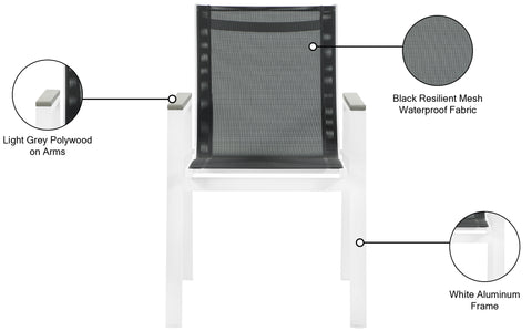 Alyssa Black Mesh Water Resistant Fabric Outdoor Patio Aluminum Mesh Dining Arm Chair AC