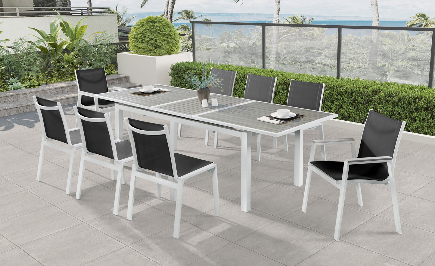 outdoor patio aluminum mesh dining arm chair