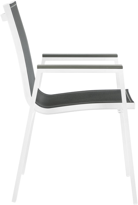 Alyssa Black Mesh Water Resistant Fabric Outdoor Patio Aluminum Mesh Dining Arm Chair AC