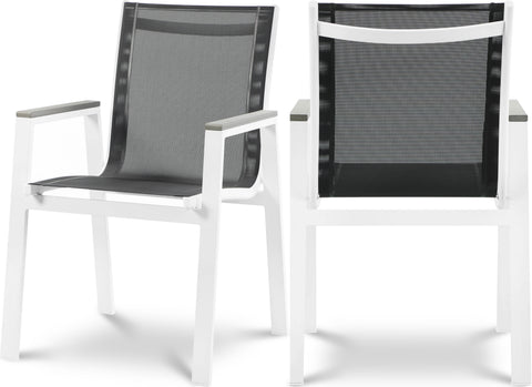 Waverly Black Mesh Water Resistant Fabric Outdoor Patio Dining Arm Chair, 2-Piece