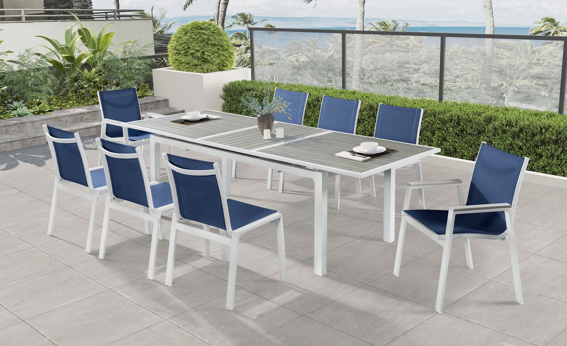 Outdoor Patio Aluminum Mesh Dining Arm Chair