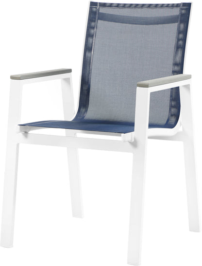 Alyssa Navy Mesh Water Resistant Fabric Outdoor Patio Aluminum Mesh Dining Arm Chair AC