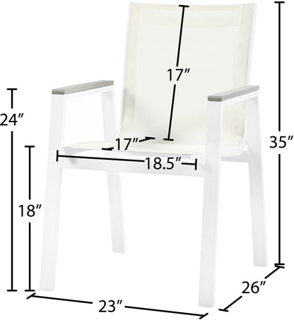 Alyssa White Mesh Water Resistant Fabric Outdoor Patio Aluminum Mesh Dining Arm Chair AC