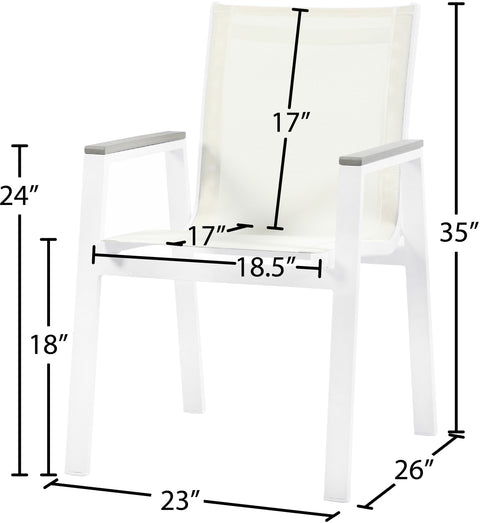 Alyssa White Mesh Water Resistant Fabric Outdoor Patio Aluminum Mesh Dining Arm Chair AC