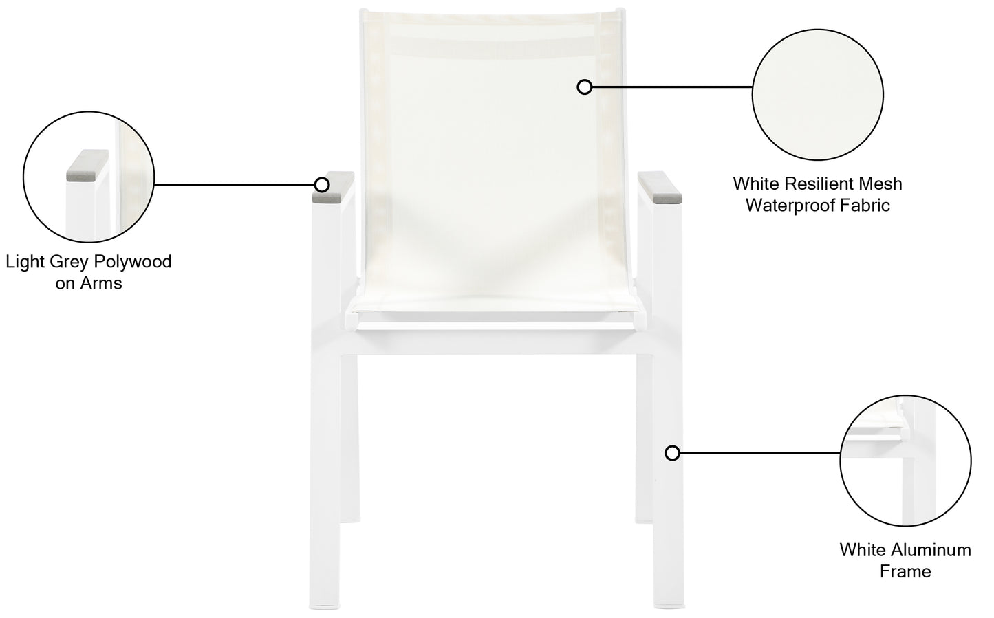 alyssa white mesh water resistant fabric outdoor patio aluminum mesh dining arm chair ac