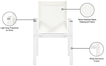 Alyssa White Mesh Water Resistant Fabric Outdoor Patio Aluminum Mesh Dining Arm Chair AC