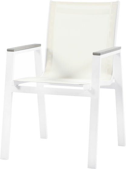 Alyssa White Mesh Water Resistant Fabric Outdoor Patio Aluminum Mesh Dining Arm Chair AC