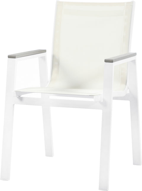 Alyssa White Mesh Water Resistant Fabric Outdoor Patio Aluminum Mesh Dining Arm Chair AC
