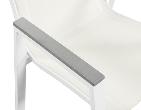 Alyssa White Mesh Water Resistant Fabric Outdoor Patio Aluminum Mesh Dining Arm Chair AC