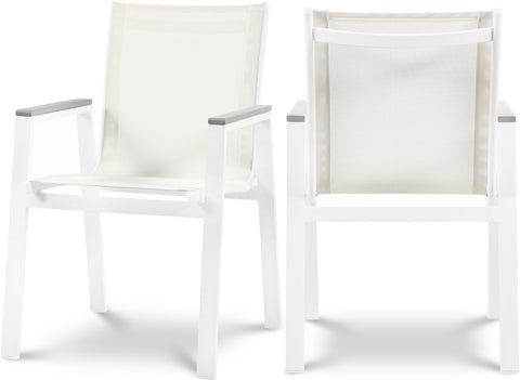 Waverly White Mesh Water Resistant Fabric Outdoor Patio Dining Arm Chair, 2-Piece (Style 2)