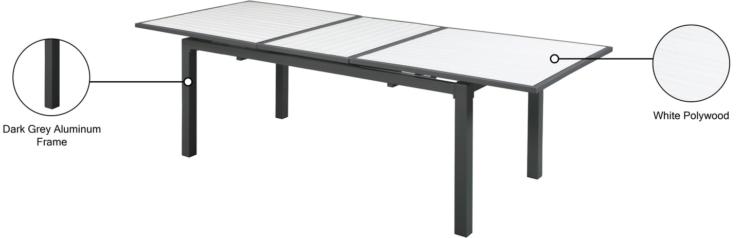 alyssa white wood look accent paneling outdoor patio aluminum dining table t