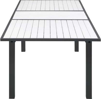 Alyssa White Wood Look Accent Paneling Outdoor Patio Aluminum Dining Table T