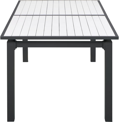 Alyssa White Wood Look Accent Paneling Outdoor Patio Aluminum Dining Table T