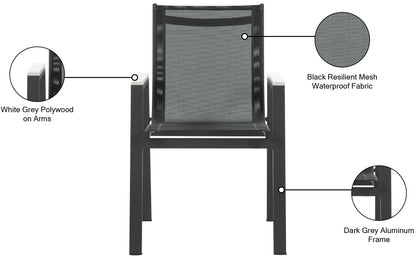 Alyssa Black Mesh Water Resistant Fabric Outdoor Patio Aluminum Mesh Dining Arm Chair AC