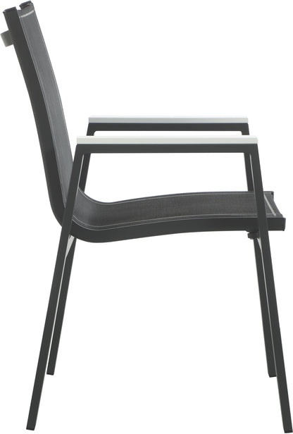 Alyssa Black Mesh Water Resistant Fabric Outdoor Patio Aluminum Mesh Dining Arm Chair AC