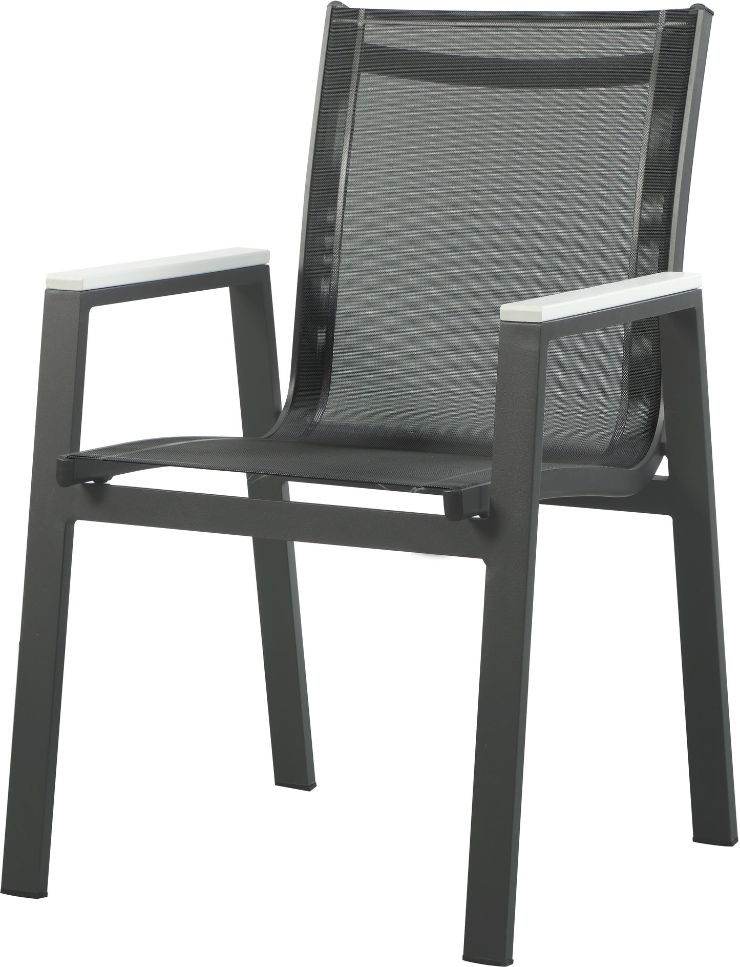 alyssa black mesh water resistant fabric outdoor patio aluminum mesh dining arm chair ac