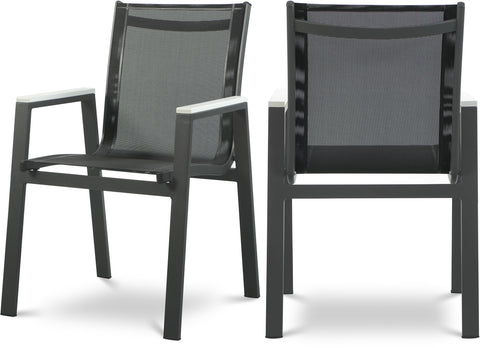 Waverly Black Mesh Water Resistant Fabric Outdoor Patio Dining Arm Chair, 2-Piece (Style 2)
