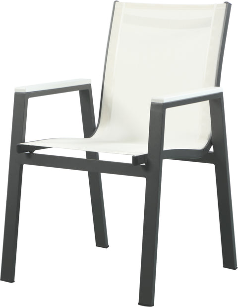Alyssa White Mesh Water Resistant Fabric Outdoor Patio Aluminum Mesh Dining Arm Chair AC