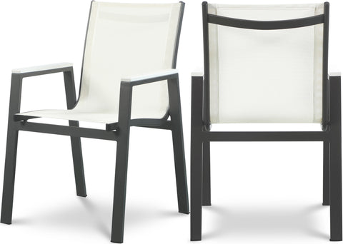 Waverly White Mesh Water Resistant Fabric Outdoor Patio Dining Arm Chair, 2-Piece (Style 3)