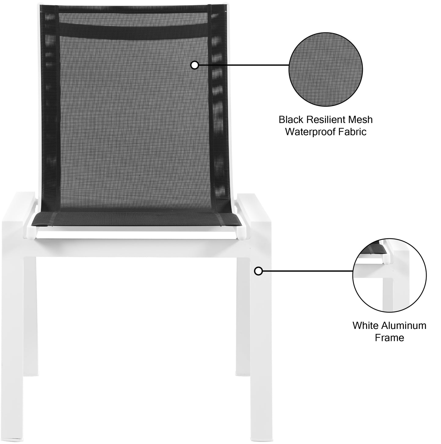 renuar black mesh water resistant fabric outdoor patio aluminum mesh dining chair