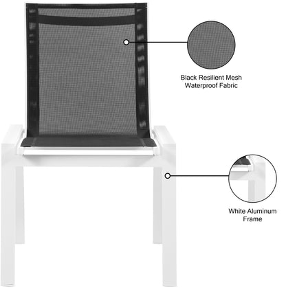 Renuar Black Mesh Water Resistant Fabric Outdoor Patio Aluminum Mesh Dining Chair