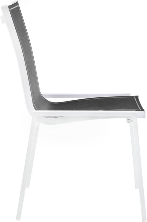 Alyssa Black Mesh Water Resistant Fabric Outdoor Patio Aluminum Mesh Dining Chair C