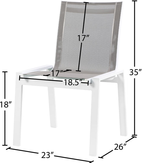Alyssa Grey Mesh Water Resistant Fabric Outdoor Patio Aluminum Mesh Dining Chair C