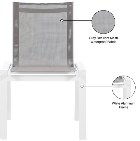 Alyssa Grey Mesh Water Resistant Fabric Outdoor Patio Aluminum Mesh Dining Chair C