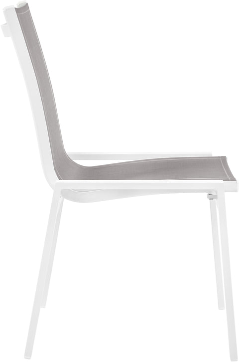 Alyssa Grey Mesh Water Resistant Fabric Outdoor Patio Aluminum Mesh Dining Chair C
