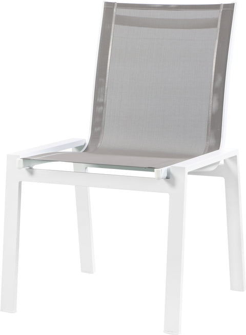Alyssa Grey Mesh Water Resistant Fabric Outdoor Patio Aluminum Mesh Dining Chair C