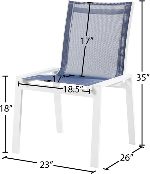 Alyssa Navy Mesh Water Resistant Fabric Outdoor Patio Aluminum Mesh Dining Chair C