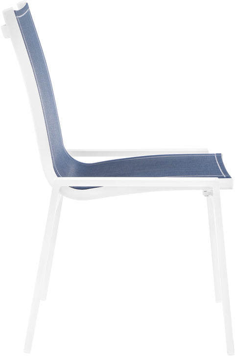 Alyssa Navy Mesh Water Resistant Fabric Outdoor Patio Aluminum Mesh Dining Chair C