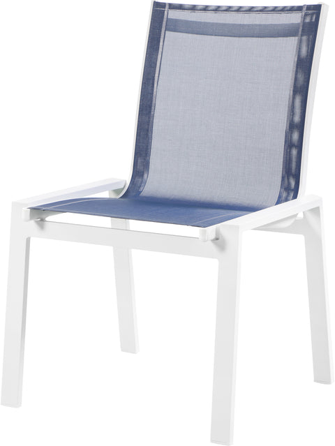 Alyssa Navy Mesh Water Resistant Fabric Outdoor Patio Aluminum Mesh Dining Chair C
