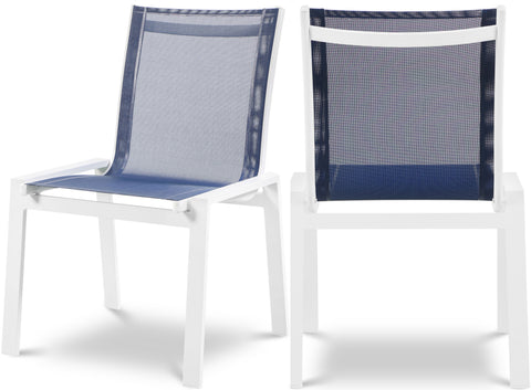 Waverly Navy Mesh Water Resistant Fabric Outdoor Patio Dining Chair, 2-Piece