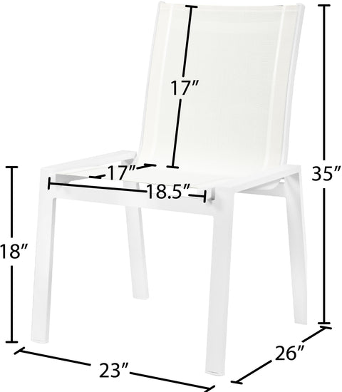 Alyssa White Mesh Water Resistant Fabric Outdoor Patio Aluminum Mesh Dining Chair C