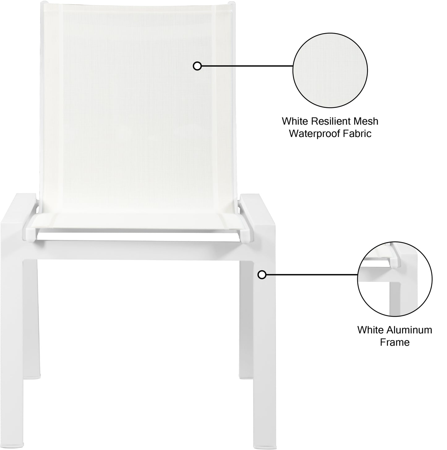 renuar white mesh water resistant fabric outdoor patio aluminum mesh dining chair