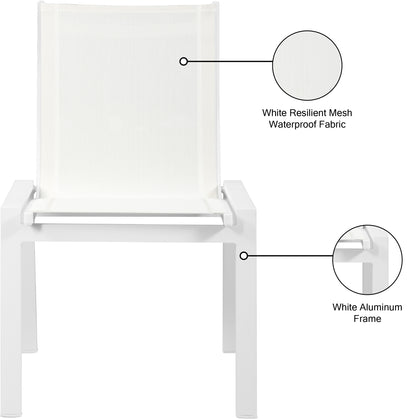 Renuar White Mesh Water Resistant Fabric Outdoor Patio Aluminum Mesh Dining Chair