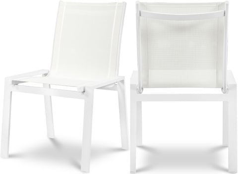 Renuar White Mesh Water Resistant Fabric Outdoor Patio Aluminum Mesh Dining Chair